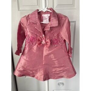 Bonnie Baby Pink Iridescent Floral Embroidered Dress Coat Toddler Girls 18M